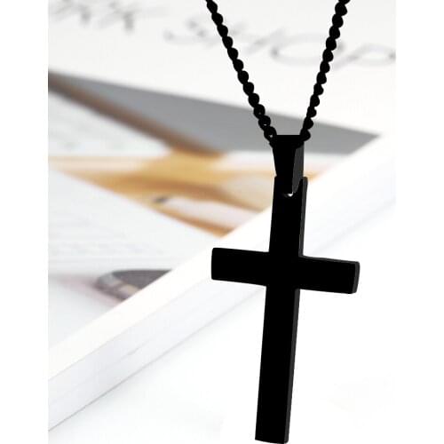 Long necklaces pendants neckless chain cross pendant 2020 men fashion jewelry charm black stainless steel bijoux women necklace