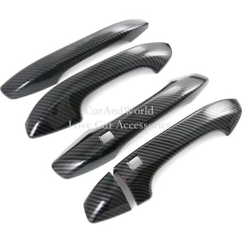 For Kia K5 Optima 2020 2021 Carbon Fiber Door Handle Bowl Holder Frame Garnish Cover Trims Car Molding Accessories