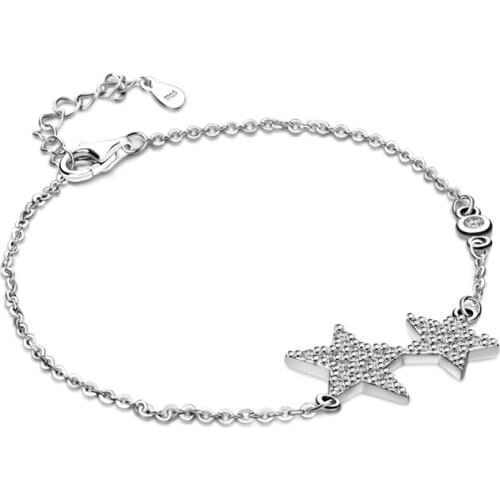 Hot Sale Charming Star Pendant 925 Sterling Silver Lobster Clasp Chain Bracelet for Women Popular Jewelry Femal Gift Wholesale