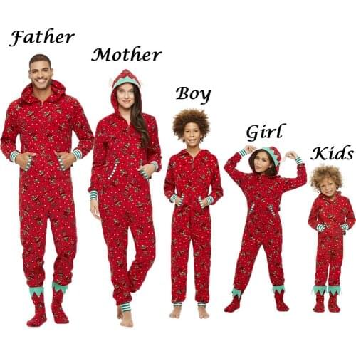 2021 New Fashion Family Matching Outfits Mommy Daddy Cotton Long Sleeve Home Service Pijama Parent-Child Christmas Siamese