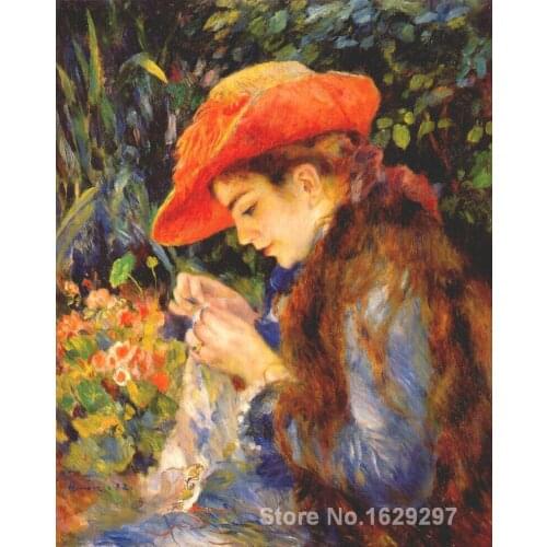 Art canvas paintings Marie Therese durand ruel sewing-Pierre Auguste Renoir reproduction High Quality Handmade