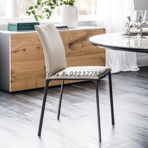 Italian minimalist leather dining chair home designer book chair modern minimalist makeup chair nordic light luxury soft reclini