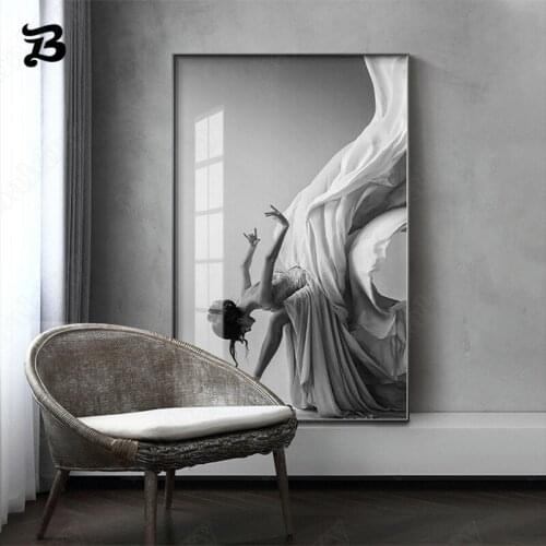 Canvas Painting Wall Art for Living Room Modern Graceful Ballet Dancing Girl Fashion Art Poster and Print Figure Wall Picture