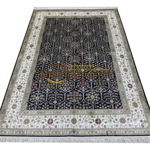Red Floral Hand Knotted Silk Area Carpet Persian Living Room Sofa Rugs