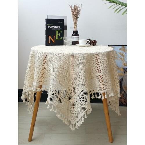 Retro Pastoral Handmade Crocheted Lace Tablecloth 11 Size Lace Decorative Tablecloth Table Cover Table Cover Wedding Party Home