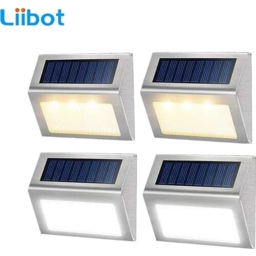 Liiobt LED Solar Lamp Path Stair Outdoor Waterproof Wall Light Garden Landscape Step Stair Deck Lights Balcony Fence Solar Light
