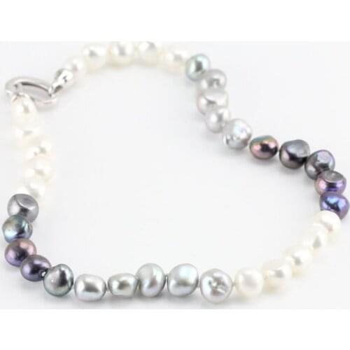 Unique Pearls jewellery Store,10mm Baroque Pearl Necklace,White Grey Black Nugget Freshwater Pearl Jewelry