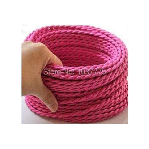 100meters long lovely pink color braided textile fabric wire cable for vintage pendant lamp