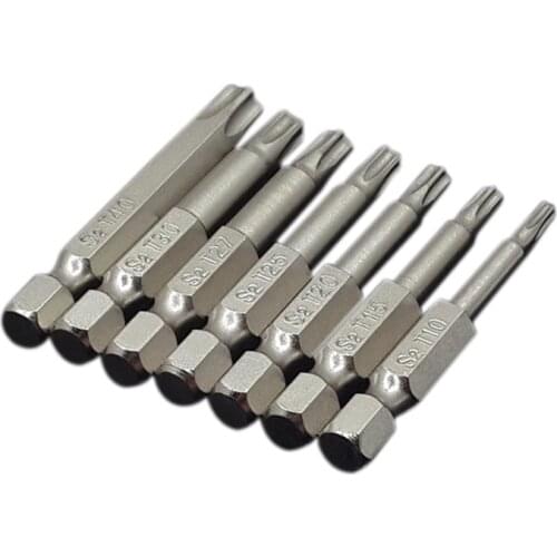HLZS-7Pcs Set Star Bit Screwdriver Drill Bits Screw Driver Magnetic 1/4Inch Hex Shank Hand Tools Five-Pointed Star Bore Hole