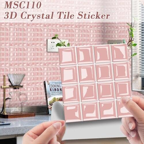 Mosaic Tile Sticker 3D Self-Adhesive Removable Wall Paper Tile DIY Craft Decoration for Kitchen Bathroom GQ