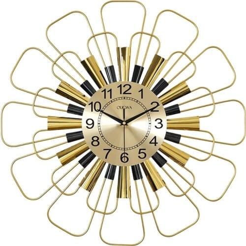 Nordic Creative Wall Clock Large Golden Metal Luxury Geometric Modern Design Wall Clock Living Room Horloge Home Decor DL60WC