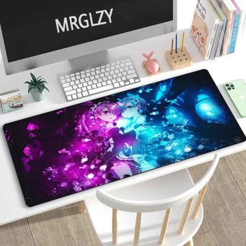 MRGLZY Anime Sexy Girl Mouse Pad Cute Ram Rem Large XXL Desk Mat Placemat Computer Gamer Gaming Peripheral Accessories MousePad