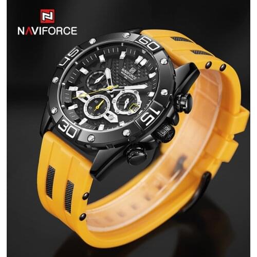 NAVIFORCE 2021 New Luxury Watches for Men Silicone Strap Military Waterproof Sport Chronograph Quartz WristWatch Clock With Date
