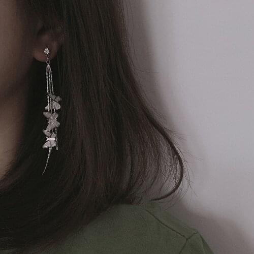 The latest popular long butterfly Tassel Earrings cool wind earrings clip female Earrings butterfly earrings wholesale