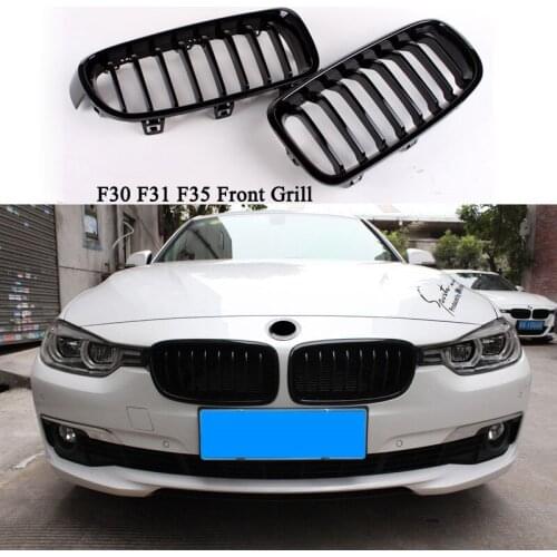 Pair Gloss Matt Carbon Black 3 Color Front Kidney Grille For BMW 3 Series F30 F31 F35 F80 2012 2013-2017 Racing Grills