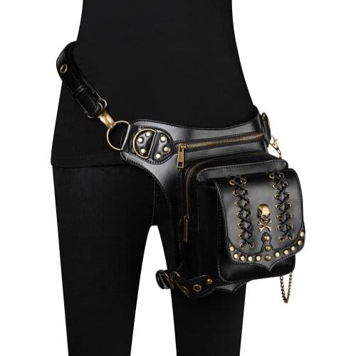 New Men Steampunk Waist Bags Motorcycle Leg Belt Bag Multifunction Women Shoulder Crossbody Bag Punk Moto&Biker Back Pack BG055