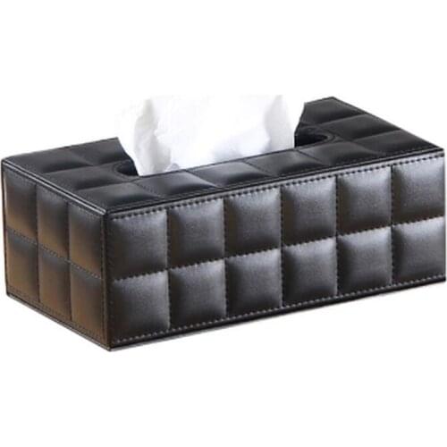 Simple PU Tissue Box Rectangle Paper Towel Holder Desktop Napkin Storage Container Kitchen Tissue Tray For Home Office MJ918