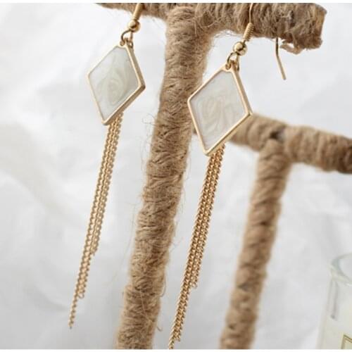 YDGY personality retro heart-shaped long tasseled earrings with thin face and Earrings