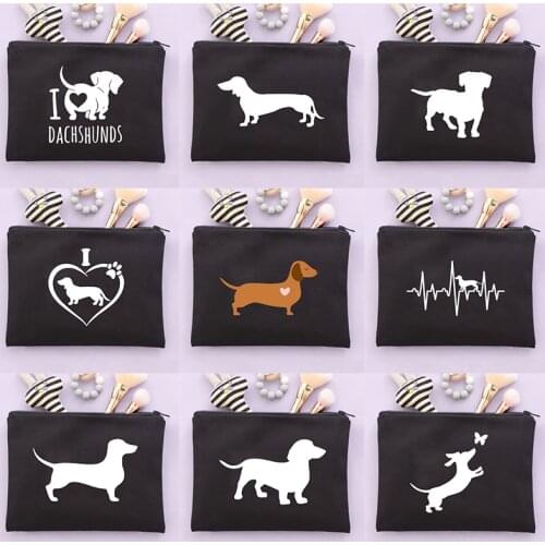 Cute Dachshund Dog Print Makeup Storage Pouch Cute Pet Animal Cosmetic Bag Female Travel Organizer Toiletry Case for Women