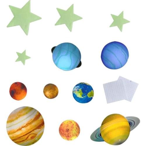 Solar System Diy Fluorescent Wall Stickers Night Starlight Room Decoration Wall Waterproof Stickers W5R7