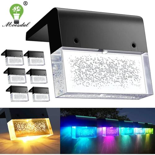 LED Solar Light Wall Light Outdoor Waterproof LED Fence Light Warm White/Color Changing Suitable for Step Courtyard Railing Wall