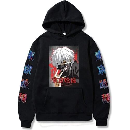 2021 Anime Tokyo Ghoul Hoodies Unisex Cool Boy Print Streetwear Warm Hip Hop Harajuku Hooded Pullover Sweatshirts
