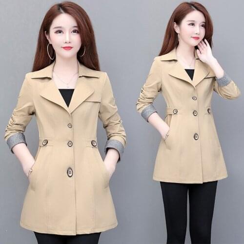 High-end brand Female Windbreaker 2020 Spring Autumn Fashion Slim Temperament Coat Solid Casual Plus size 5XL Women Trench Coats