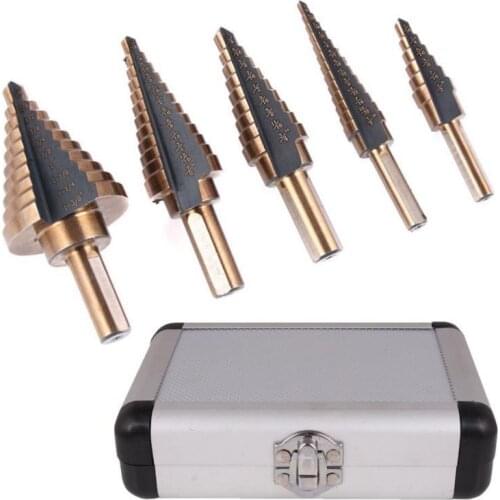 5pcs high speed steel step drill inch thin plate punching multi-purpose pagoda drill hole tool