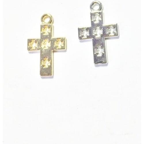 Eruifa 20pcs 10*19mm Tiny Pretty Flat Cross Zinc alloy Jewelry DIY Charms Pendant 2 Colors