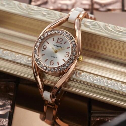 New Fashion Quartz Crystals Designer Bracelet Watch Rose Color Female Hour Gift Hot Sale Reloj Drop Shipping