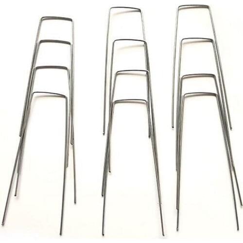 100pcs/Pack Garden Peg Silver Metal U-Shape Garden Staple Garden Ground Nail Film Fixed Pegs Gardening Fixing Tools Film Peg