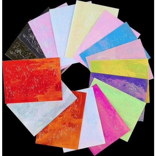 16Model 3D Holographic Fire Flame Nail Vinyls Stickers Glitter Laser Flames Nail Art Foil Transfer Sticker Decal Decorations Set