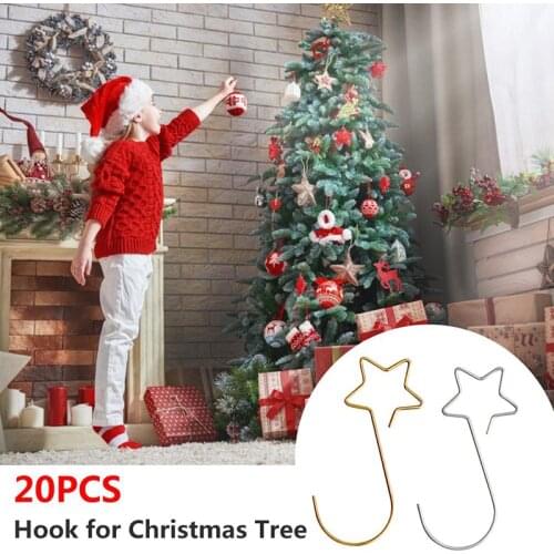 20Pcs/Set Christmas Star Shaped S-hook 4 Color Golden Silver Metal Hook Wreath Garland Christmas Tree Hanging Pendant Ornament