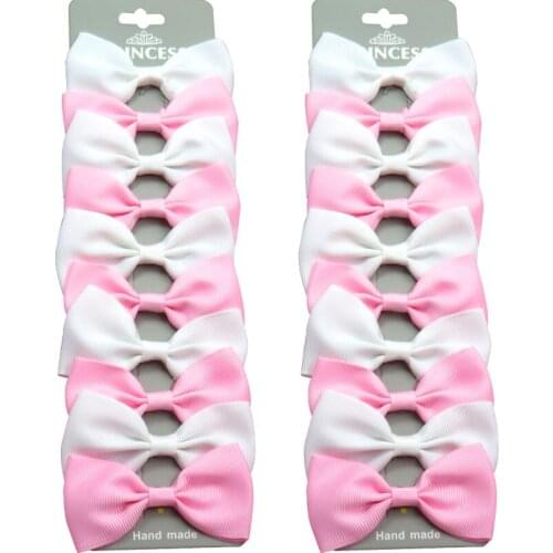 20PCS/Lot Cute Milk Pink White With Clip Grosgrain Ribbon Bow Hairpins 2020 Scrunchie Korean CLIP Hair Accessories For Baby Girl