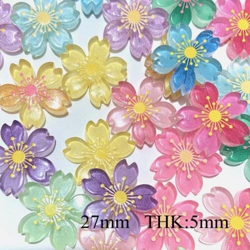 30Pcs/set 3D Cherry Blossoms Figurine Miniature Flower Applique Accessory Jewelry Making Decor Home Cute Craft Phone Case Supply