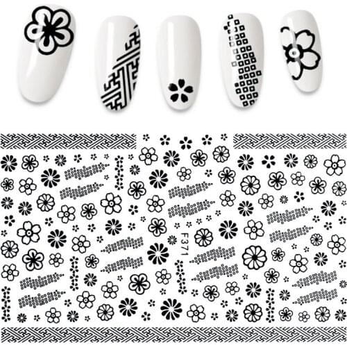 3D Black White Manicure Abstract Pattern Design Nail Art Decoration Nail Stickers