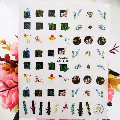 3D Nail Stickers Designer Small Fresh Flowers Nail Supplies Square Adhesive Manicure Art Decoraciones Foil Decals Accessories