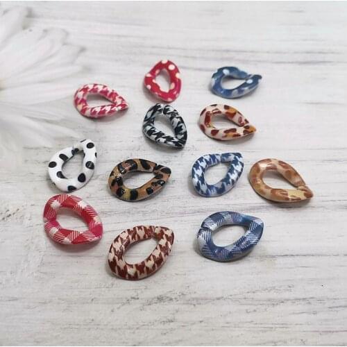 40pcs/lot Print Color Acrylic Buckle Beads DIY Glasses Chains Mask Chains Earrings Necklace Mobile Chains Accessories N461