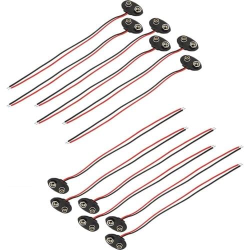 T-type 9V Battery Snap Connector Clip Lead Wires Holder 9V Battery Snap Wire Cable Adapter Length 15CM
