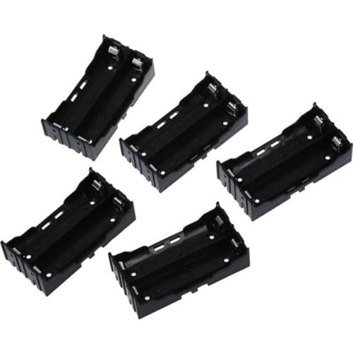 5 Pcs Black Plastic 2 x 3.7V 18650 Batteries 4 Pin Battery Holder Case
