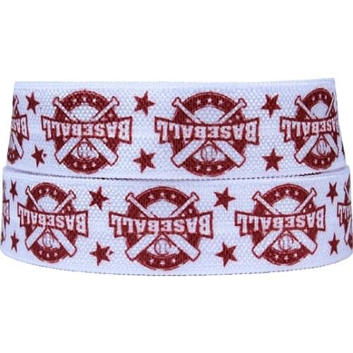 50yards/lot) Baseball printed sport fold over elastic