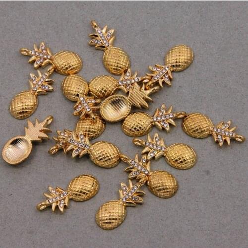 6pcs New Bracelet Gold Pineapple Fruit Alloy Charms Pendant Beads Fit Bracelet For Women Girl Jewelry Making Accessories
