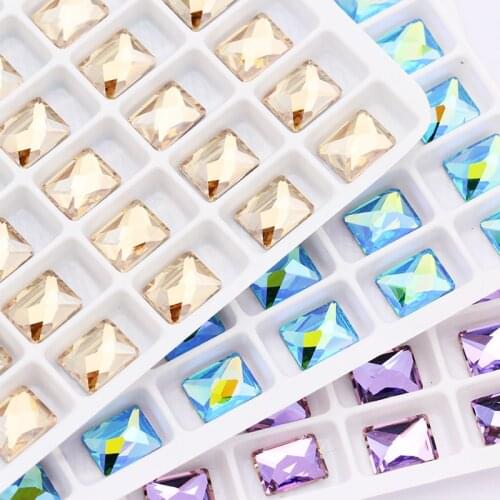 6x8mm Rectangle Nail Art Flatback Crystal Rhinestones Fancy Loose Rhinestones Glue on Nails Clothes Bags Colorful Crystal Strass