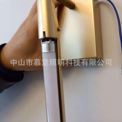 American Simple Rotating Adjustable Slab Bedroom Bedside T5 Pipe Black Light Decorative Wall Lamp