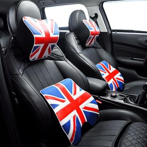 Car Neck Pillow Headrest Pillow Cushion Pillow For BMW MINI Memory Foam UNION JACK Supports Cushion Car Interior Accessories