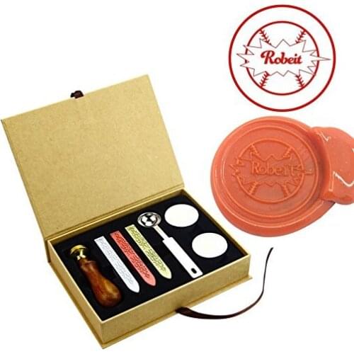 Base Ball Brass Wax Seal Stamp Kit Wooden Handle Custom Team Name Stamps