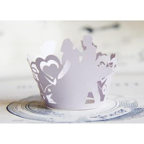 Free Shipping light purple bride and bridegroom wedding decoration cupcake wrappers paper cupcakes cup cake party baking wrapper