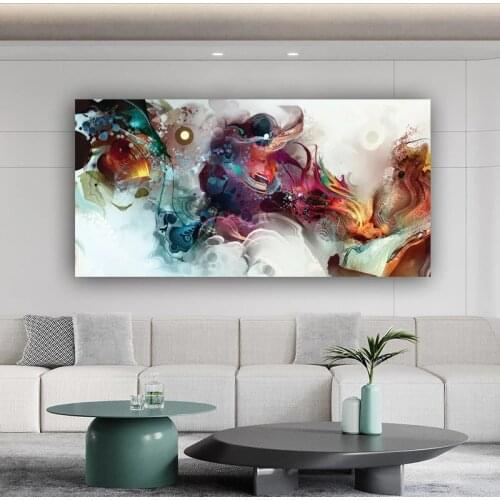 Colorful Ocean Large Abstract Poster Canvas Paintings Print Poster Oil Painting For Living Room modern home