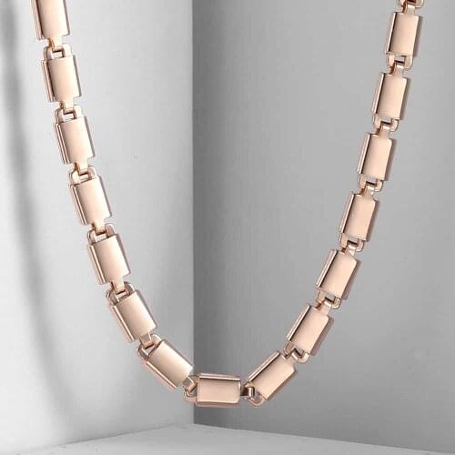 5mm Light 585 Rose Gold Color Marina Stick Chain Necklace for Men Women Fashion Jewelry 20-24inch CN17