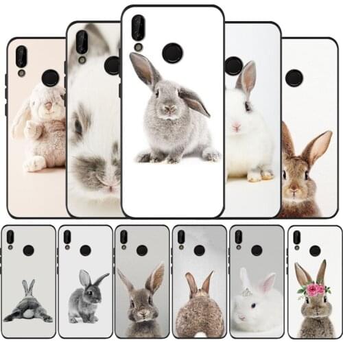 Cute Rabbits black soft Phone Case for huawei P40 P30 P20 P10 Pro lite P9 Lite nova 4E 6SE Psmart 2019 Y6 9 Prime
